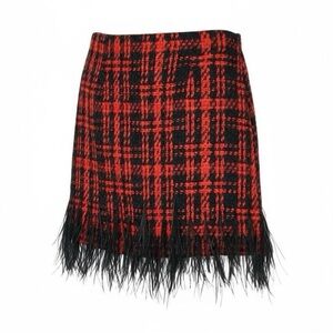 ANTONIO MELANI “Dalia Tweed” skirt with feathers